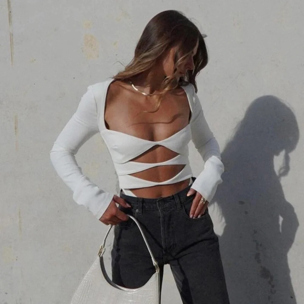 HOUSE OF CB 'Danica' White Cutout Bodysuit NWOT size S